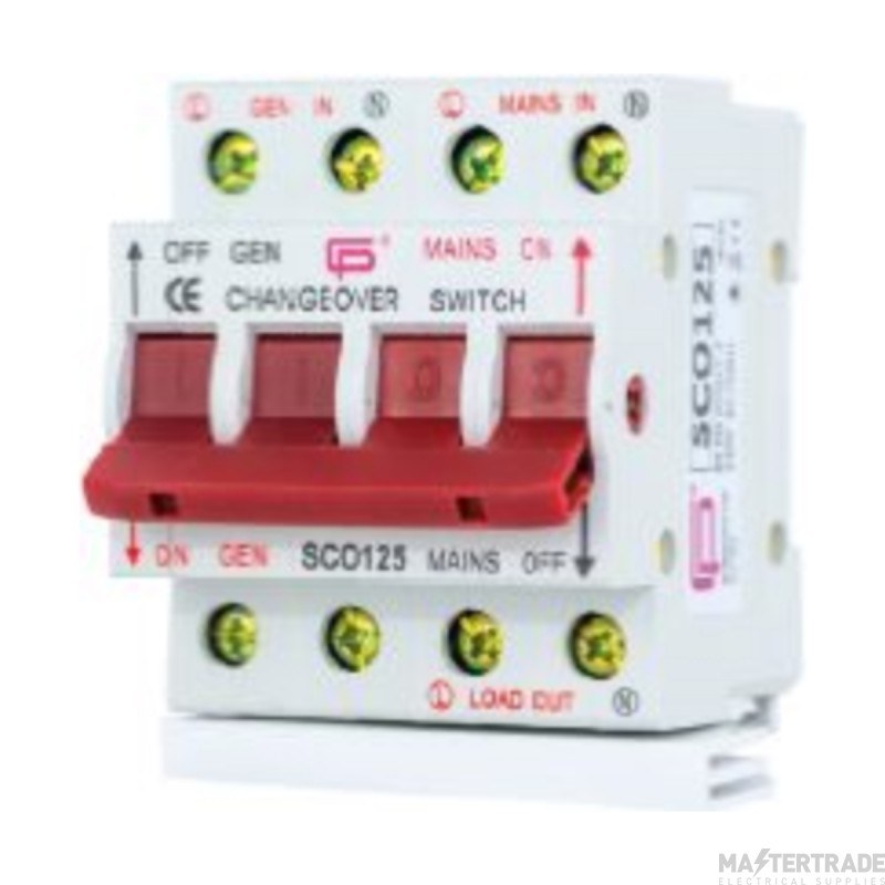 FuseBox SCO125SWB 125A Changeover Switch SPN c/w Busbar DIN Rail Mounting