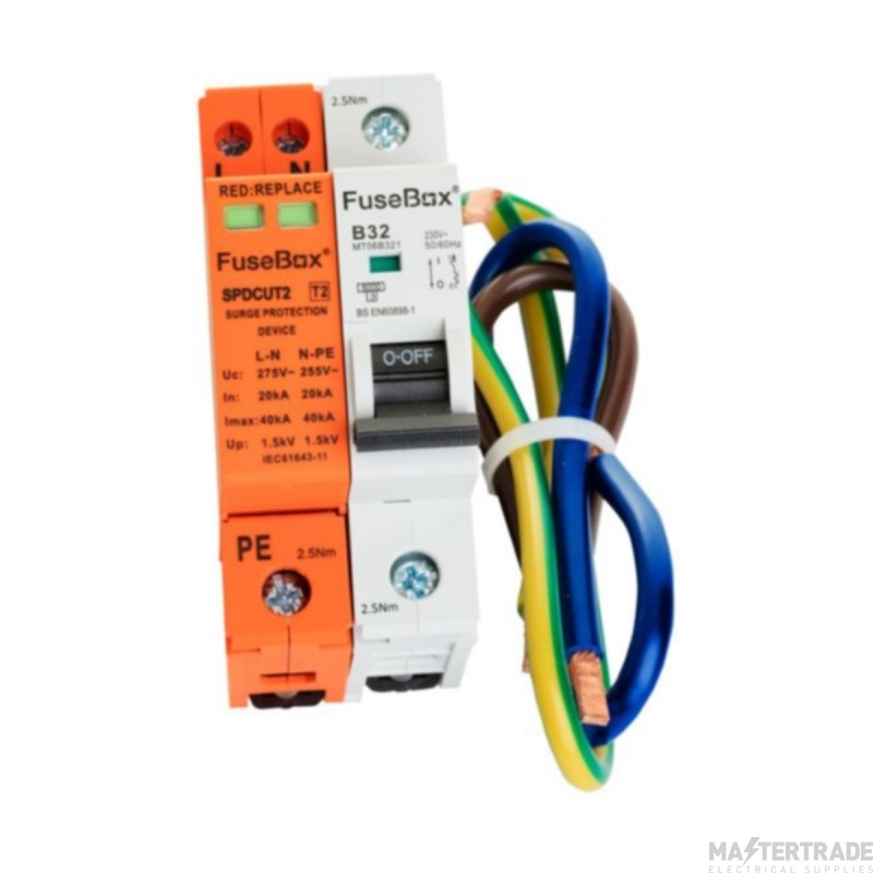 FuseBox Surge Protector NPE 1 Mod c/w Cables & B Type 32A MCB