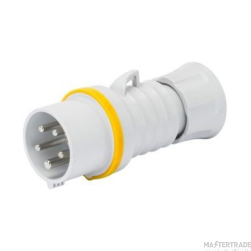 Gewiss IEC 309 HP High Performance Plug 2P+E 4h IP44 Screw Wiring 32A 110V 50/60Hz Yellow Halogen Free Plastic