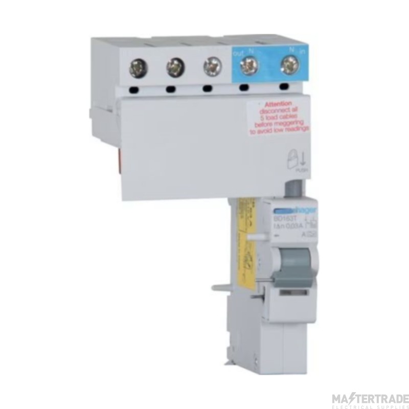 Hager RCD 3 Phase Add-On Class A 4 Module 63A 100mA
