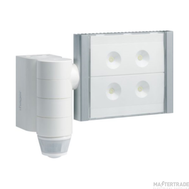 Hager Floodlight LED Outdoor c/w PIR 220/360Deg IP55 White