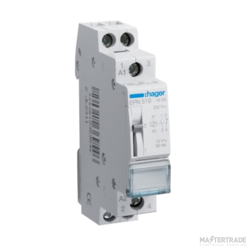 Hager Relay 1NC 1NO Latching 16A 12V 50Hz