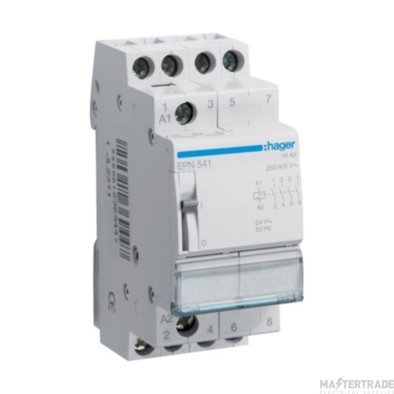 Hager Relay 4NO Latching 16A 24V 50Hz