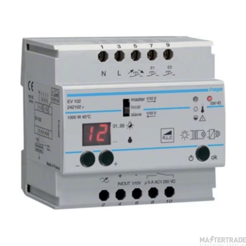 Hager Commercial Dimmer Switch Modular Din Rail c/w Display 1000W