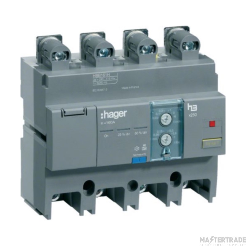 Hager X250 Add On Unit RCD Electronic Earth Leakage 4P 160A 186x184x106mm