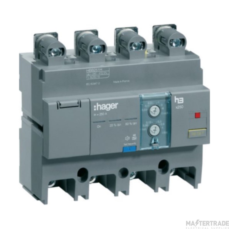Hager H3 RCD 4P Add-On Time Delayed 250A 30-6000mA
