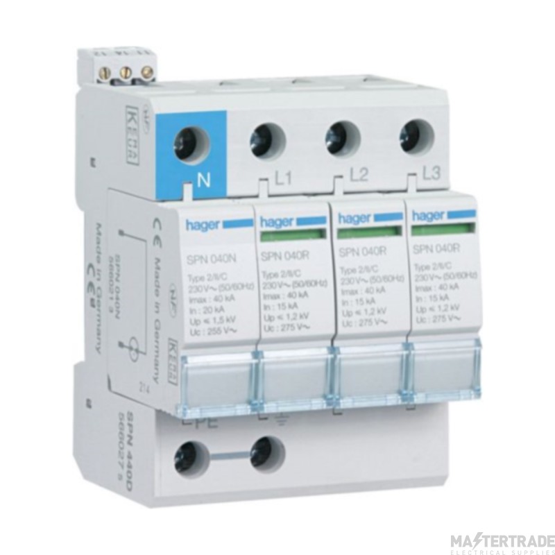 Hager Surge Protector TP+N Reserve Indicator & Auxiliary Contacts
