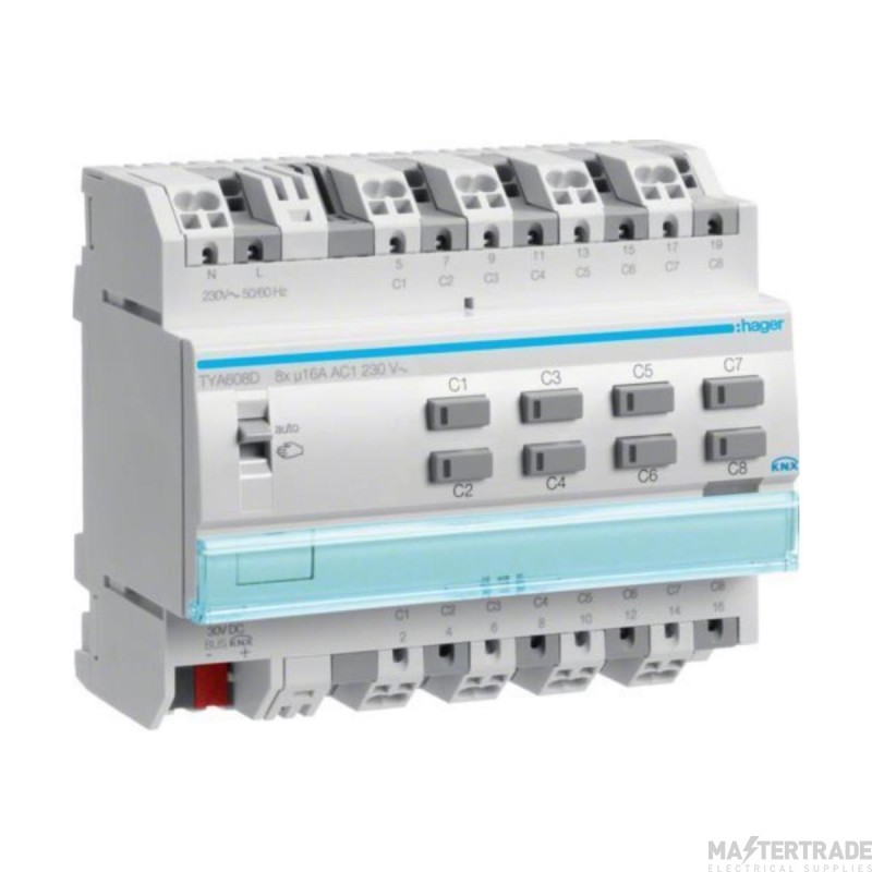 Hager Output module 8x 16A (C)/230V~, KNX