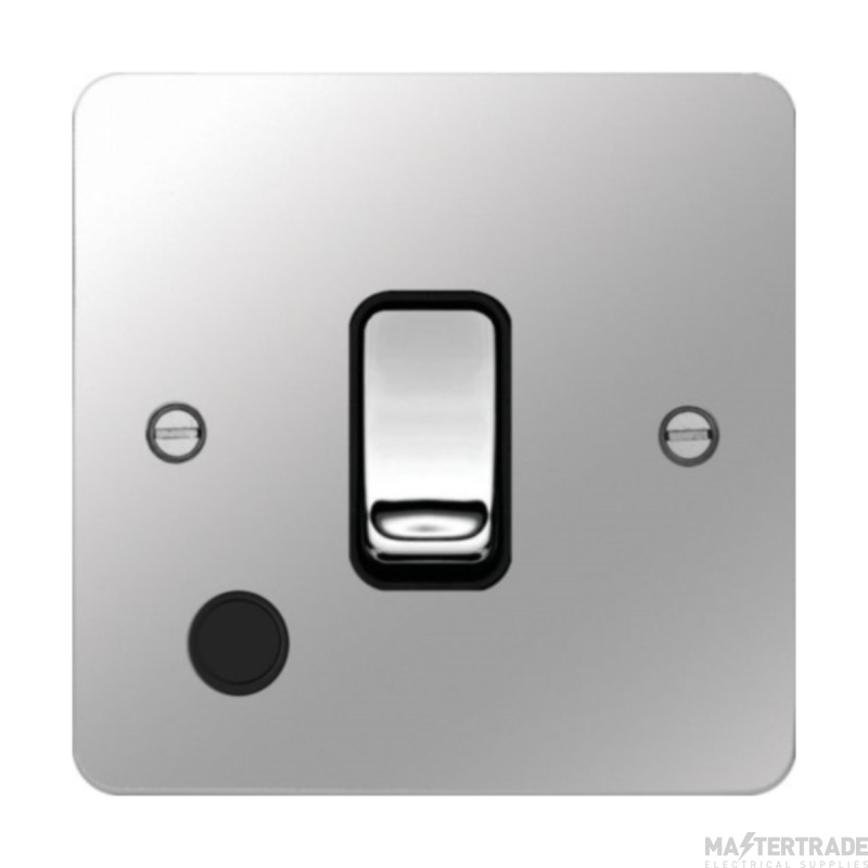 Hager Sollysta Control Switch 1 Gang DP c/w Flex Outlet Black Insert 20A Polished Steel