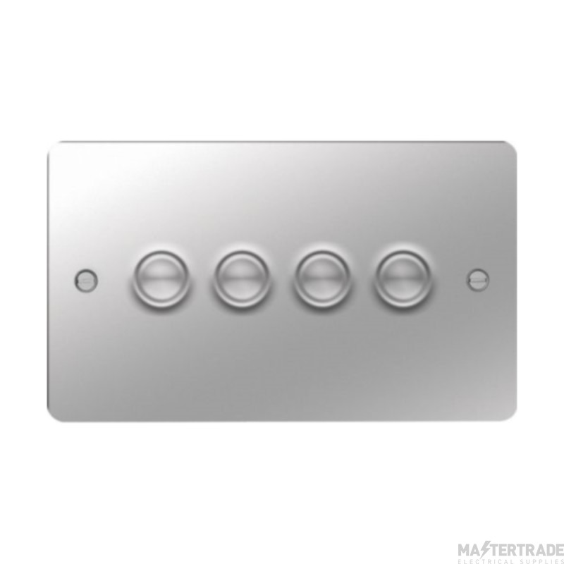 Hager Sollysta Dimmer Switch 4 Gang 250W Polished Stainless Steel