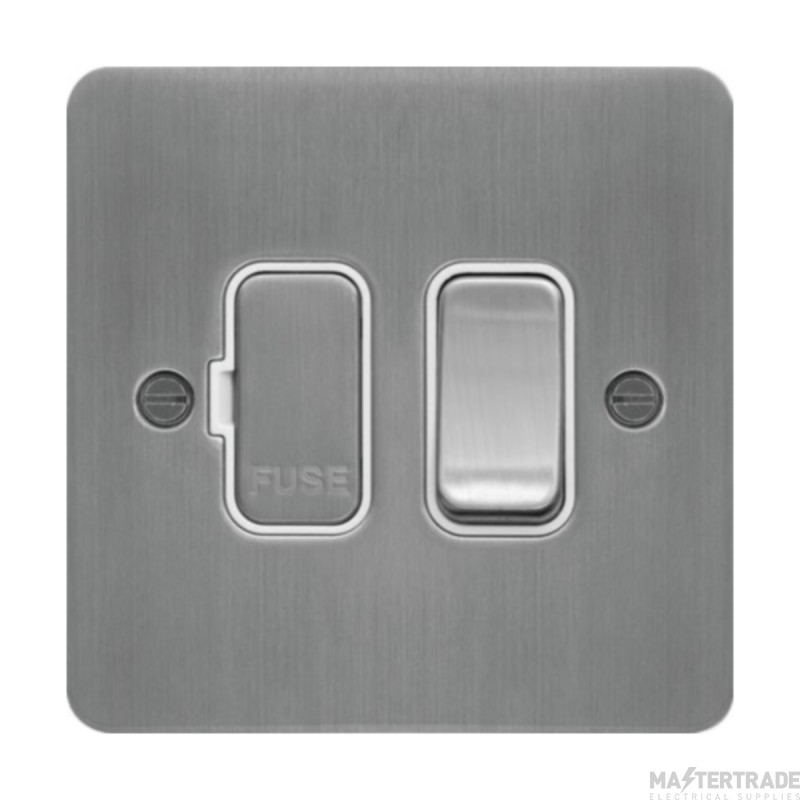 Hager Sollysta Connection Unit DP Switched Fused c/w White Insert 13A Brushed Steel