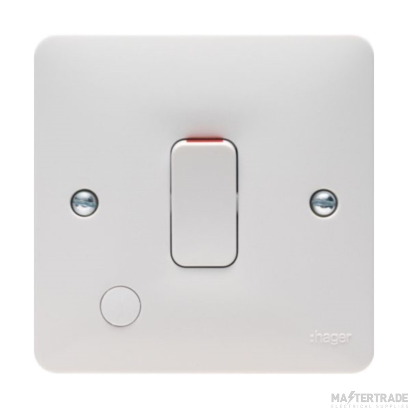 Hager Sollysta 1 Gang 20A DP Control Switch White c/w Flex Outlet