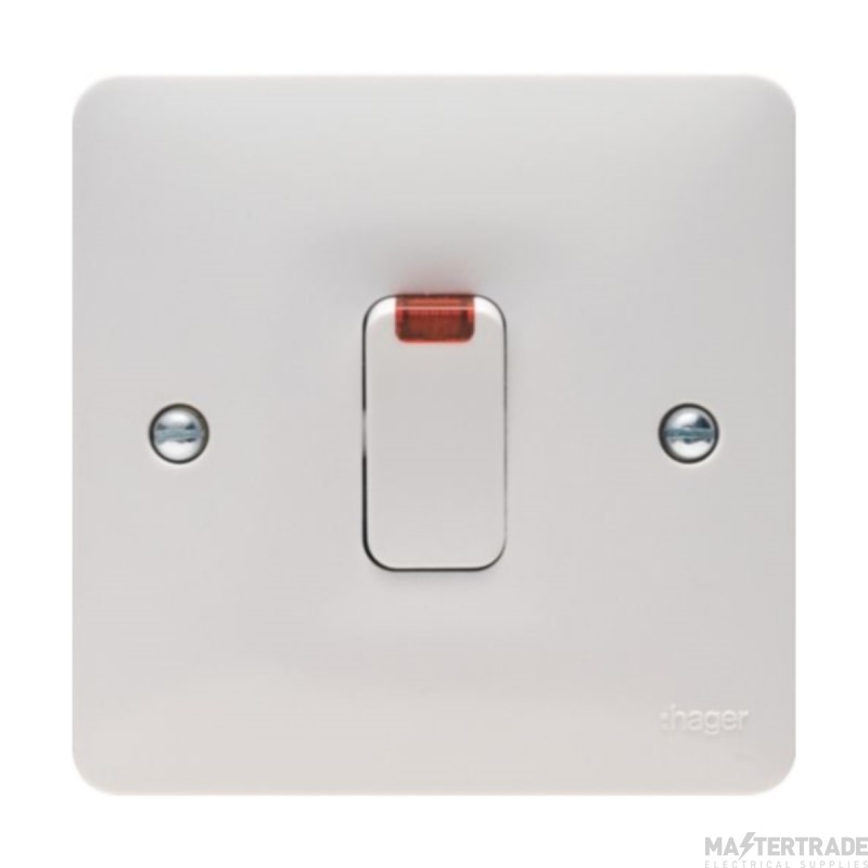 Hager Sollysta 1 Gang 20A DP Control Switch White c/w LED Indicator