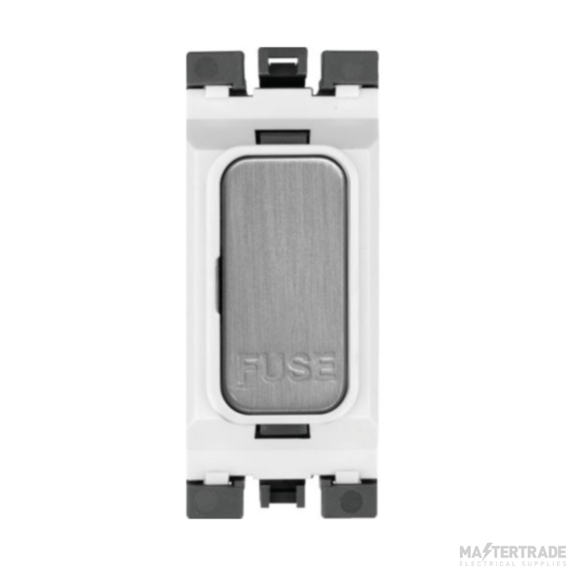 Hager Sollysta Fuse Carrier Grid Module c/w White Insert 13A Brushed Steel