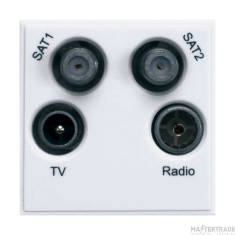 Hager Sollysta Module Quadplexer TV/Radio/Sat1/Sat2 Euro White