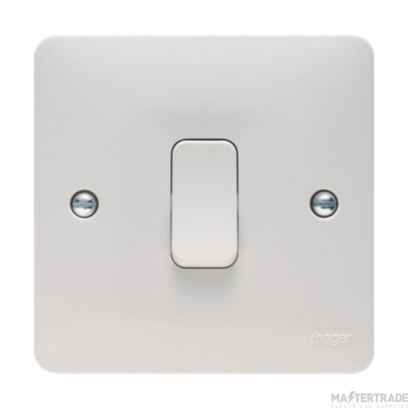 Hager Sollysta 1 Gang 1 Way 10AX Light Switch White