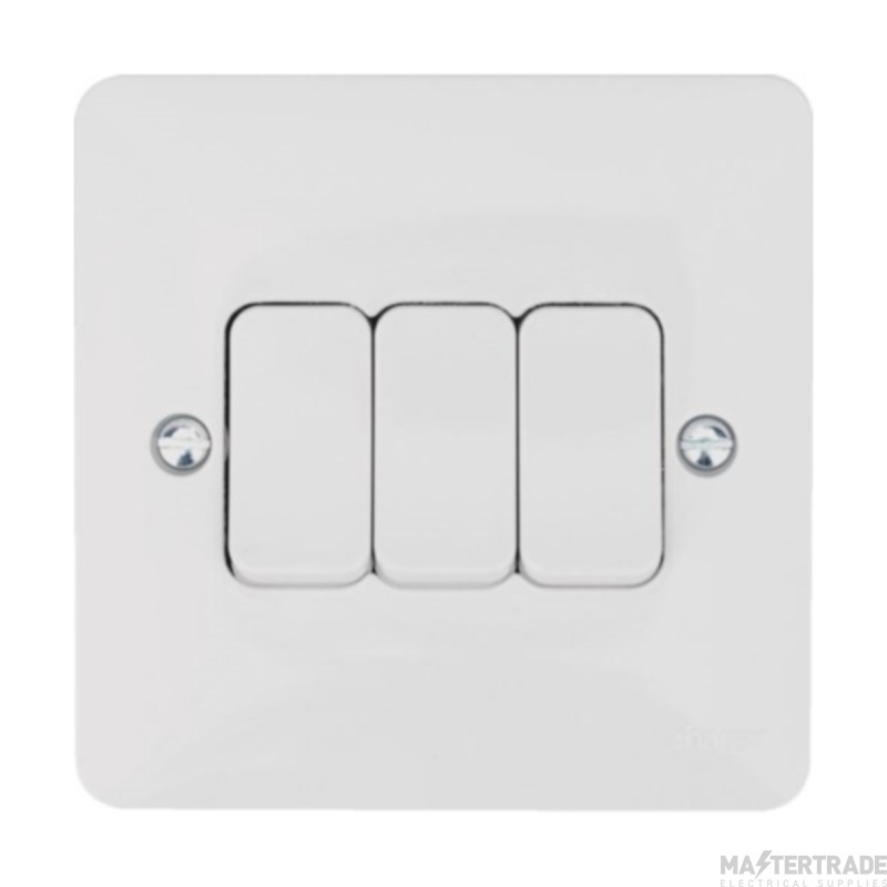 Hager Sollysta 3 Gang 2 Way 10AX Light Switch White