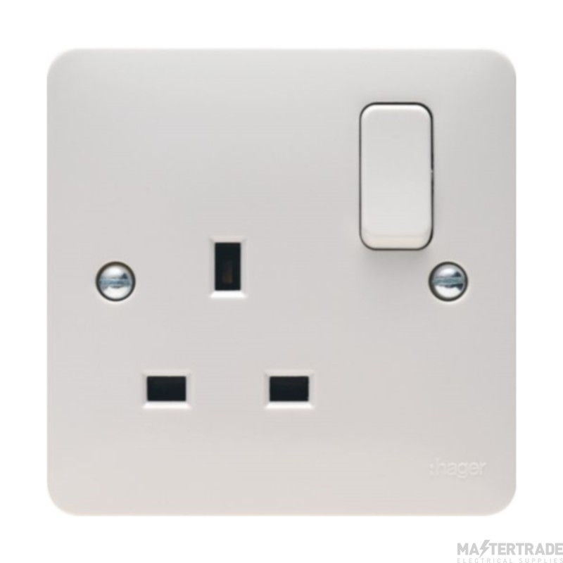 Hager Sollysta 1 Gang 13A DP Switched Socket White