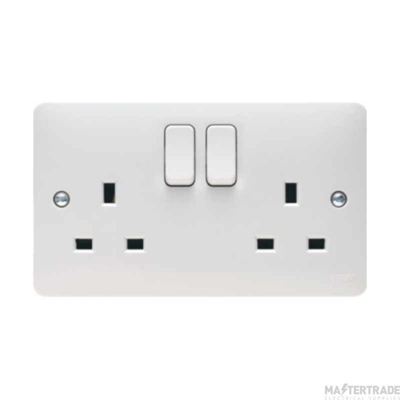 Hager Sollysta Socket 2 Gang DP Switched Dual Earth 13A White
