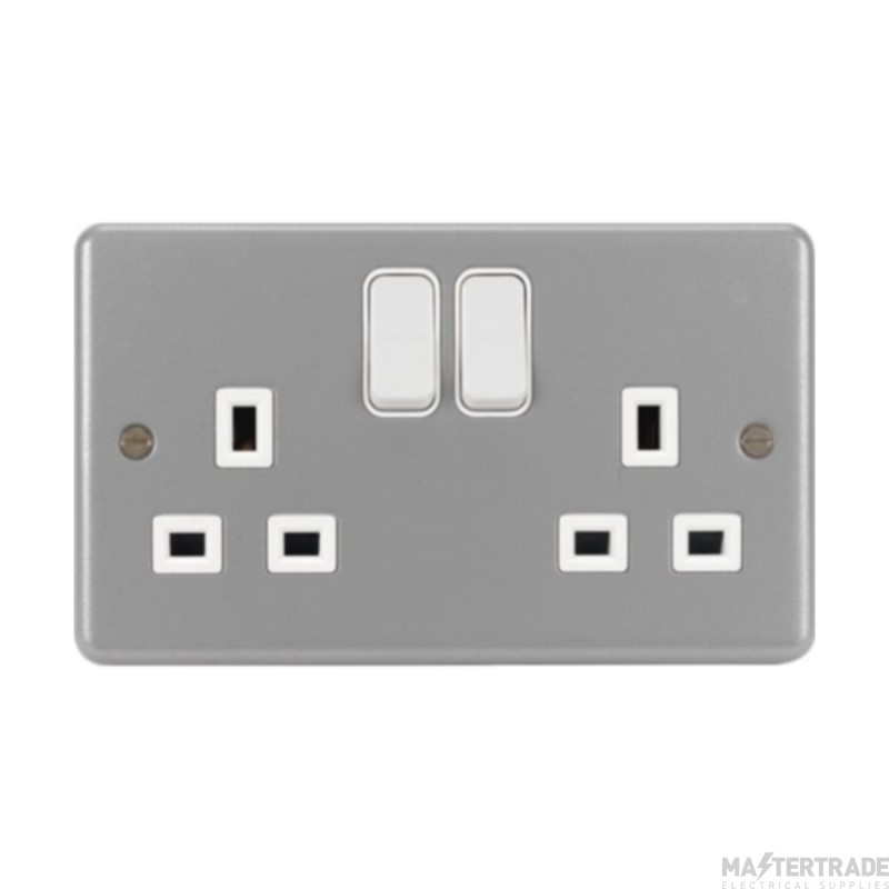 Hager Sollysta Socket 2 Gang DP Switched c/w Backbox w/o Knockouts 13A Grey Metalclad