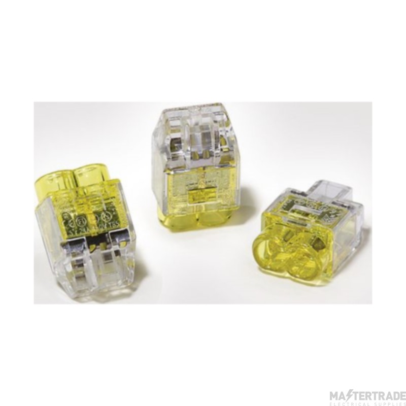 HelaCon 2 Port Push-in Mini Connector Transparent/Yellow Pack=150