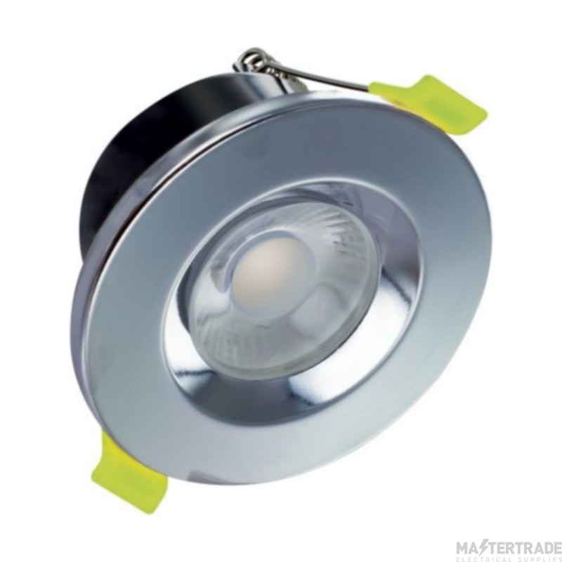 Integral Downlight Fire Rated LED 3000K Dimmable IP65 38Deg Beam Angle c/w Clear Diffuser 6W 600lm 68mm Polished Chrome