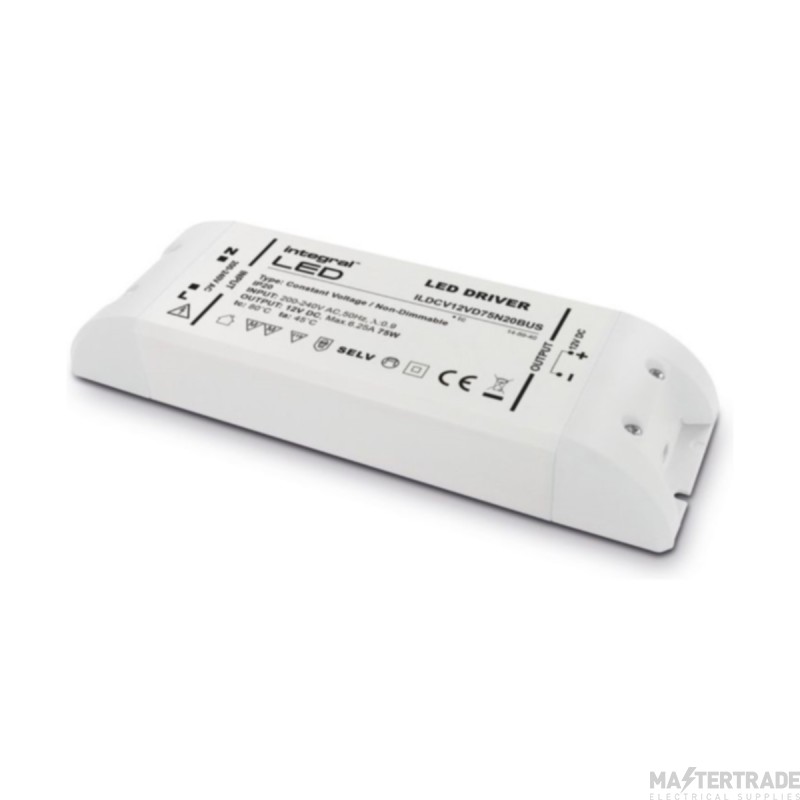 Integral Driver LED Contant Voltage Non-Dimmable IP20 75W 12V DC 200-240V