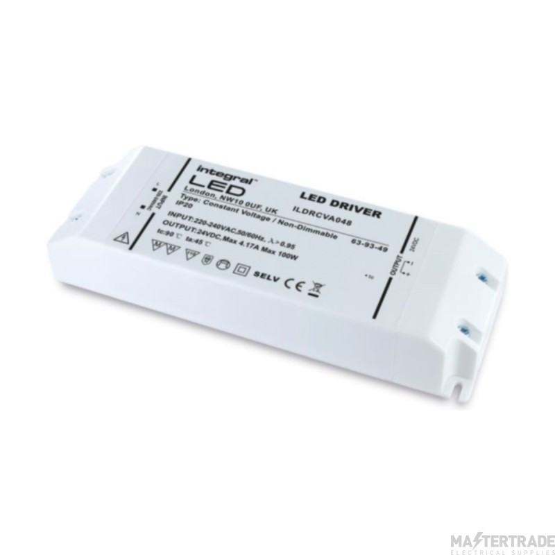Integral Driver Contact Voltage LED Non-Dimmable IP20 Max Output 4.17A 100W 24V DC
