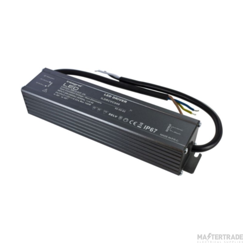 Integral Driver LED Contact Voltage Non-Dimmable IP67 Max Output 8.33A 100W 12V DC 211x46mm