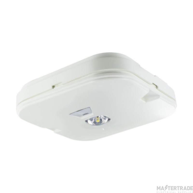 Integral Downlight 3Hour Non-Maintained for Open Areas c/w White Test Button IP44 135lm 1W 6000K