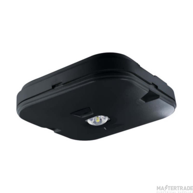 Integral Downlight 3Hour Non-Maintained for Open Areas c/w Black Test Button IP44 300lm 3W 6000K