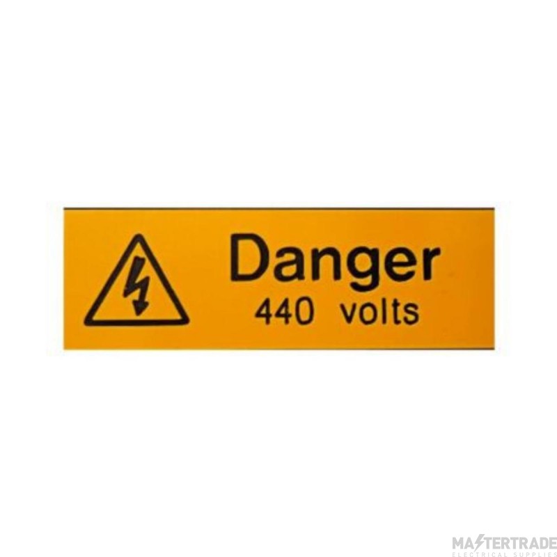 Warning Danger 440V Engraved Label 75x25mm Pack=5