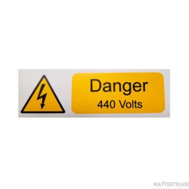 Warning Danger 440V Self Adhesive Label Vinyl 75x25mm Pack=10
