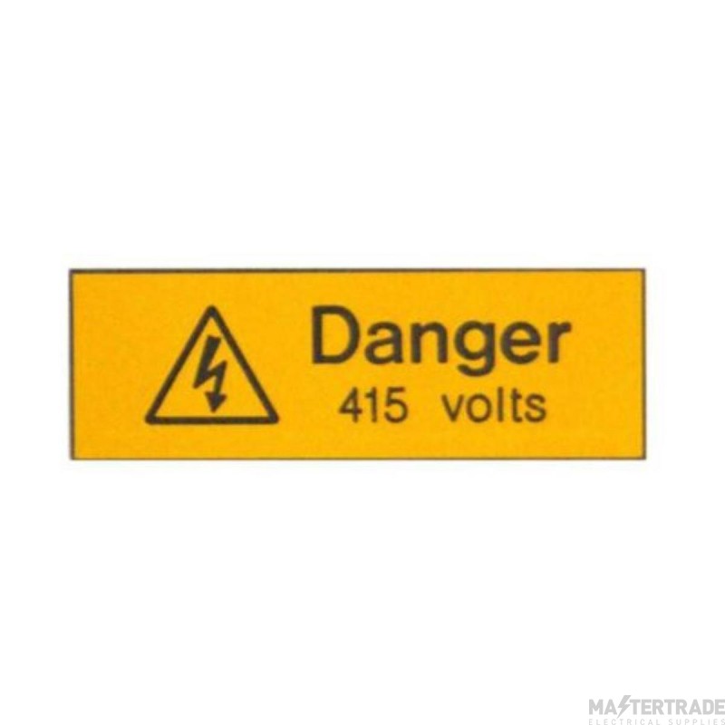 Warning Danger 415V Engraved Label 75x25mm Pack=5