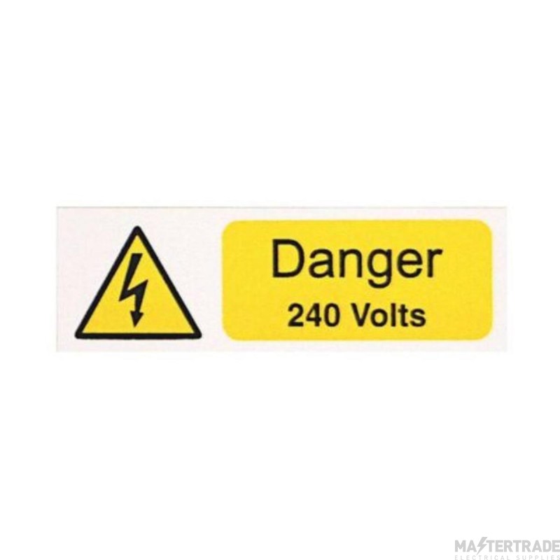 Warning Danger 240V Self Adhesive Label Vinyl 75x25mm Pack=10