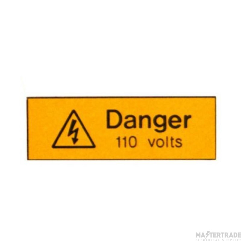 Warning Danger 110V Engraved Label 75x25mm Pack=5