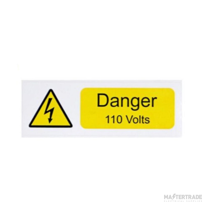 Warning Danger 110V Self Adhesive Label Vinyl 75x25mm Pack=10