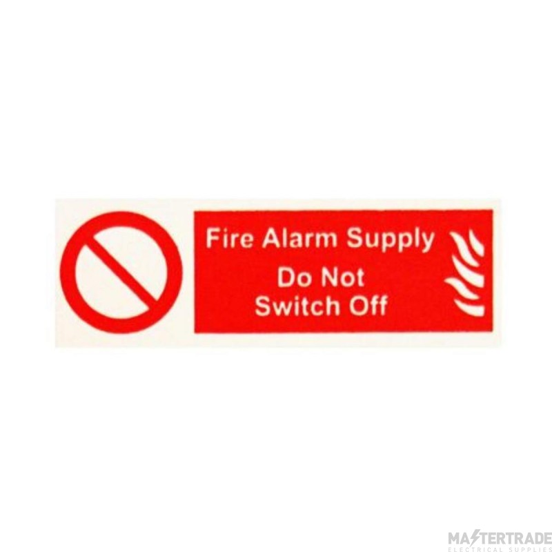 Warning Fire Alarm Supply Rigid Self Adhesive PVC 75x25mm Pack=5