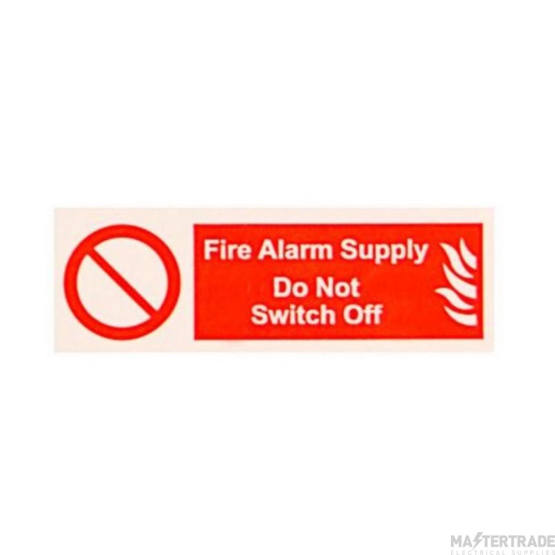 Warning Fire Alarm Supply Self Adhesive Vinyl 75x25mm Pack=10