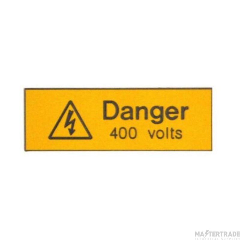 Warning Danger 400V Rigid Engraved 75x25mm Pack=5