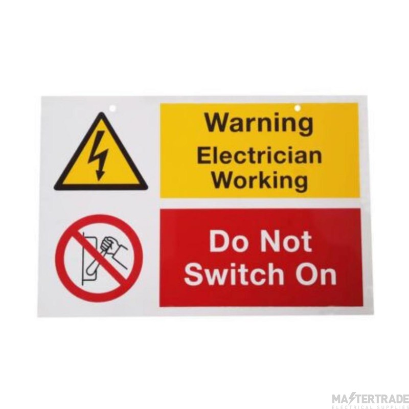 Warning Electrician Working Rigid Self Adhesive PVC 150x225mm Pack=1