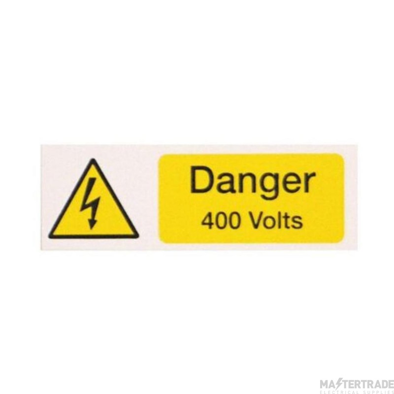 Warning Danger 400V Self Adhesive Vinyl 75x25mm Pack=10