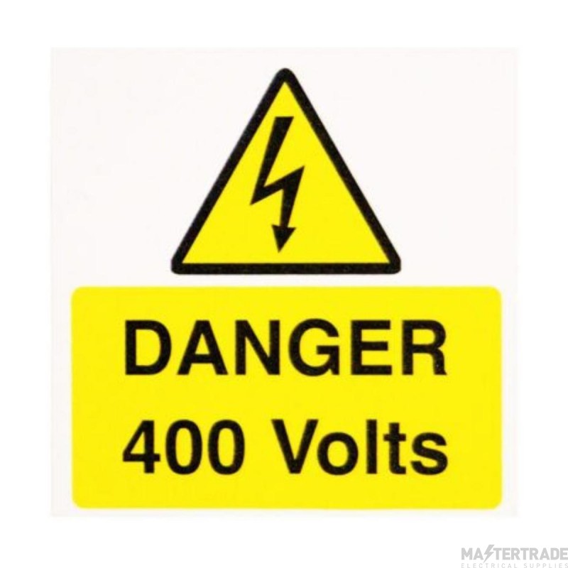 Warning Danger 400V Self Adhesive Vinyl 75x75mm Pack=10