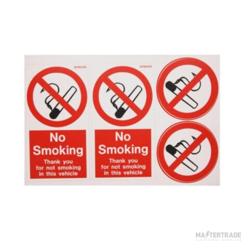 No Smoking Vehicle Double Sided Self Adhesive Vinyl 70/75x135mm Pack=2