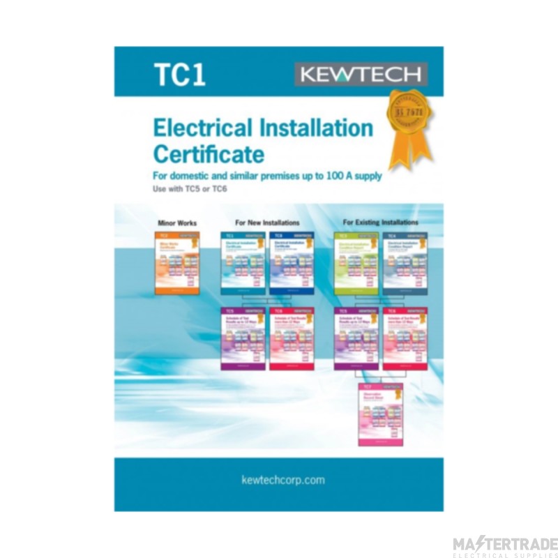 Kewtech Pad Electrical Installation Completion Certs (84 Sheets) A4