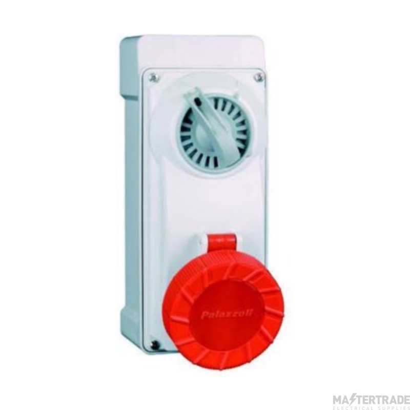 Lewden 3P+E 16A 415V IP67 Switched Interlock Socket Red