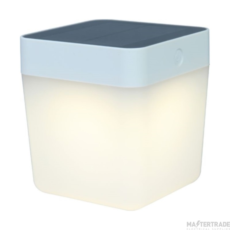 Lutec Table Cube IP44 Integrated LED Portable Solar Light White 100lm 3000K