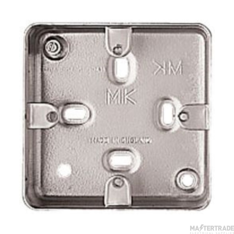MK Albany Box 1 Gang Surface c/w 5 x 20mm Knockouts 86x86x41mm Aluminium