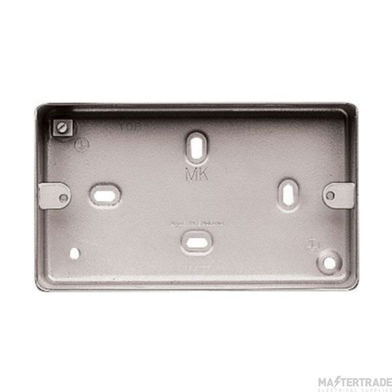 MK Logic Plus Box 2 Gang Surface c/w 7 x 20mm Knockouts 86x146x41mm Aluminium