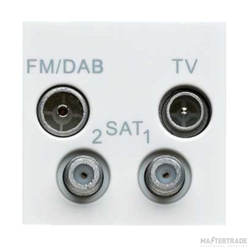 MK Socket 2 Module TV/FM/DAB/SATx2 Quadplexer 50x50mm White